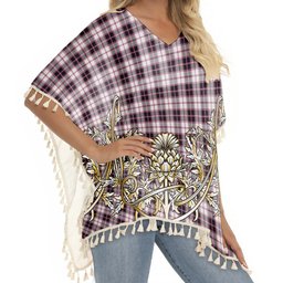ScotsTee Shop Scottish MacPherson Hunting Modern Tartan Scotland Royal Golden Thistle Square Fringed Shawl