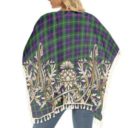 ScotsTee Shop Scottish MacCallum #2 Tartan Scotland Royal Golden Thistle Square Fringed Shawl