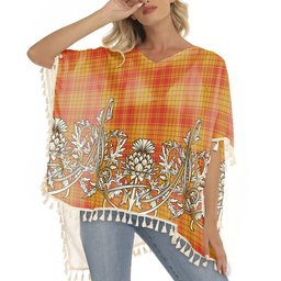 ScotsTee Shop Scottish MacMillan Dress Ancient Tartan Scotland Royal Golden Thistle Square Fringed Shawl