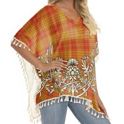 ScotsTee Shop Scottish MacMillan Dress Ancient Tartan Scotland Royal Golden Thistle Square Fringed Shawl