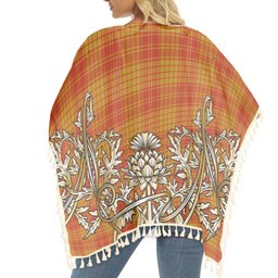 ScotsTee Shop Scottish MacMillan Dress Ancient Tartan Scotland Royal Golden Thistle Square Fringed Shawl