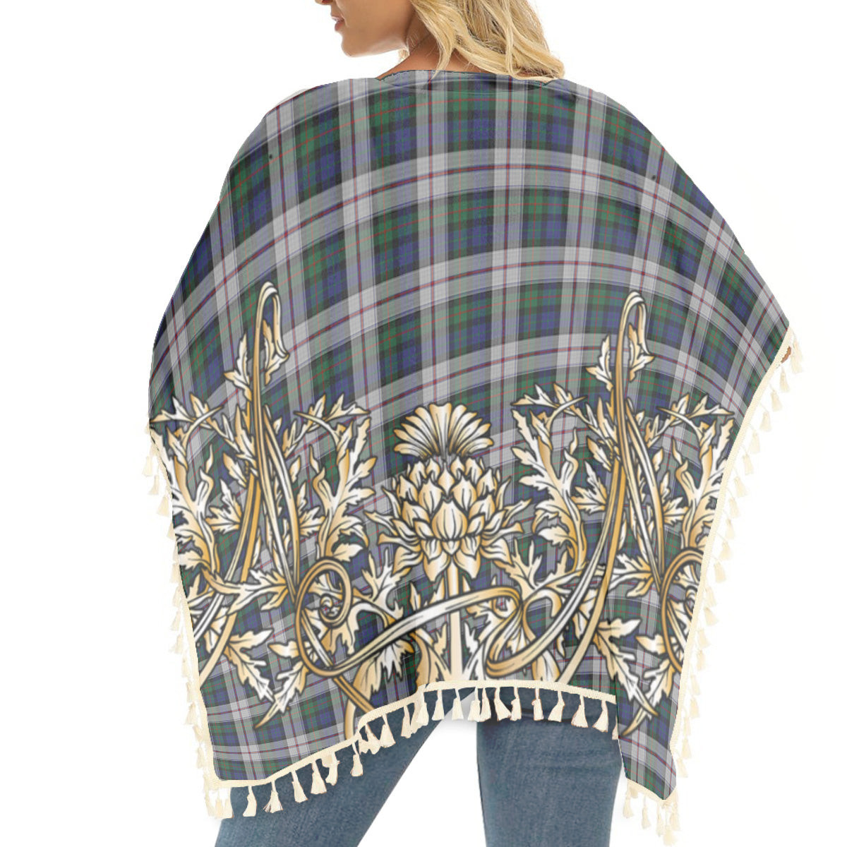 ScotsTee Shop Scottish Lauder Dress Tartan Scotland Royal Golden Thistle Square Fringed Shawl
