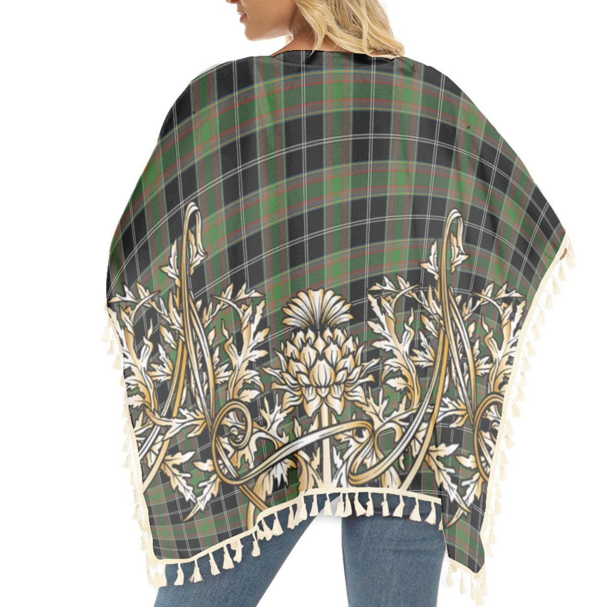 ScotsTee Shop Scottish Webster Ancient Tartan Scotland Royal Golden Thistle Square Fringed Shawl