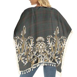ScotsTee Shop Scottish Kalkofen Tartan Scotland Royal Golden Thistle Square Fringed Shawl