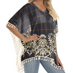 ScotsTee Shop Scottish McLaine of Lochbuie Hunting Tartan Scotland Royal Golden Thistle Square Fringed Shawl