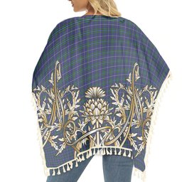 ScotsTee Shop Scottish Isle of Harris Tartan Scotland Royal Golden Thistle Square Fringed Shawl