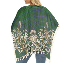 ScotsTee Shop Scottish MacKendrick Modern Tartan Scotland Royal Golden Thistle Square Fringed Shawl