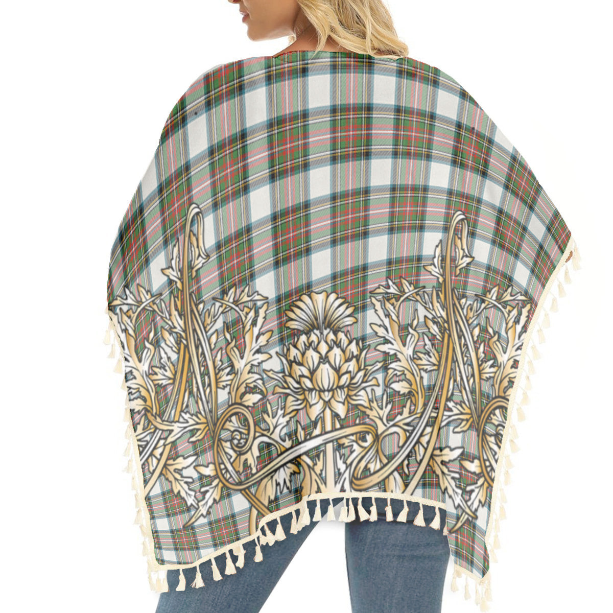 ScotsTee Shop Scottish Stewart Dress Ancient Tartan Scotland Royal Golden Thistle Square Fringed Shawl