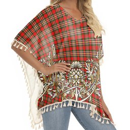 ScotsTee Shop Scottish MacGill Modern Tartan Scotland Royal Golden Thistle Square Fringed Shawl