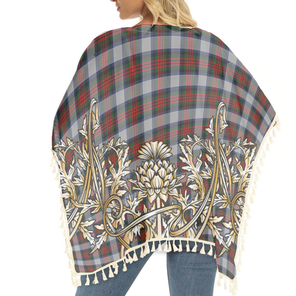 ScotsTee Shop Scottish MacDuff Dress 5 Tartan Scotland Royal Golden Thistle Square Fringed Shawl