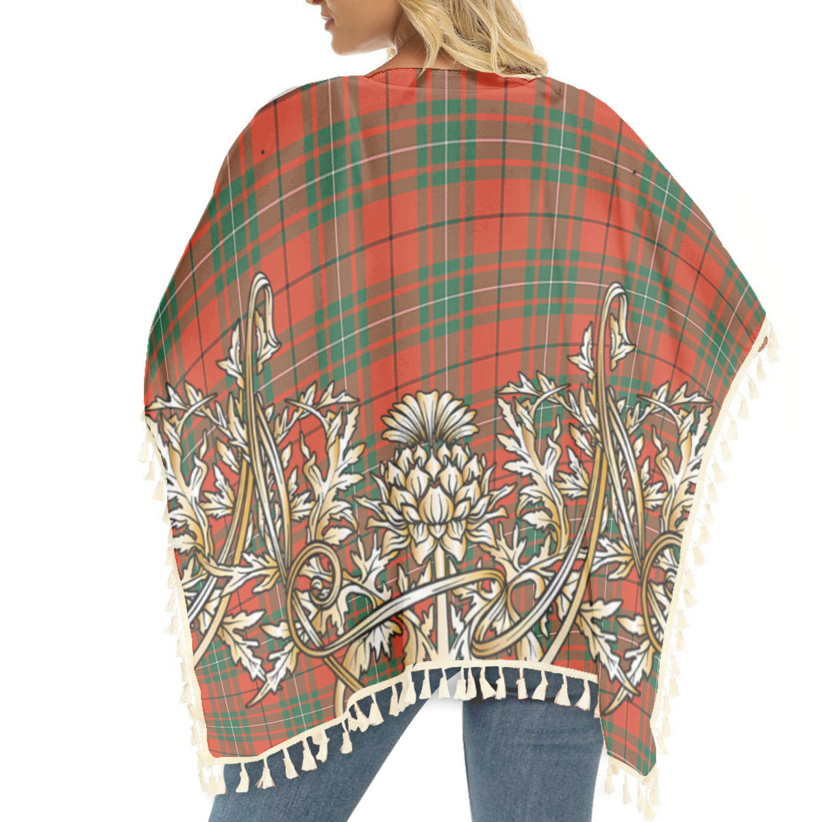 ScotsTee Shop Scottish McAulay Ancient Tartan Scotland Royal Golden Thistle Square Fringed Shawl
