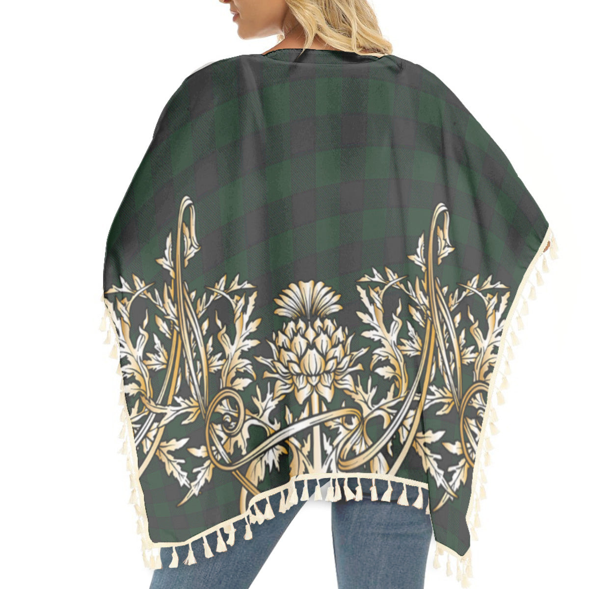 ScotsTee Shop Scottish Rob Roy Hunting Tartan Scotland Royal Golden Thistle Square Fringed Shawl