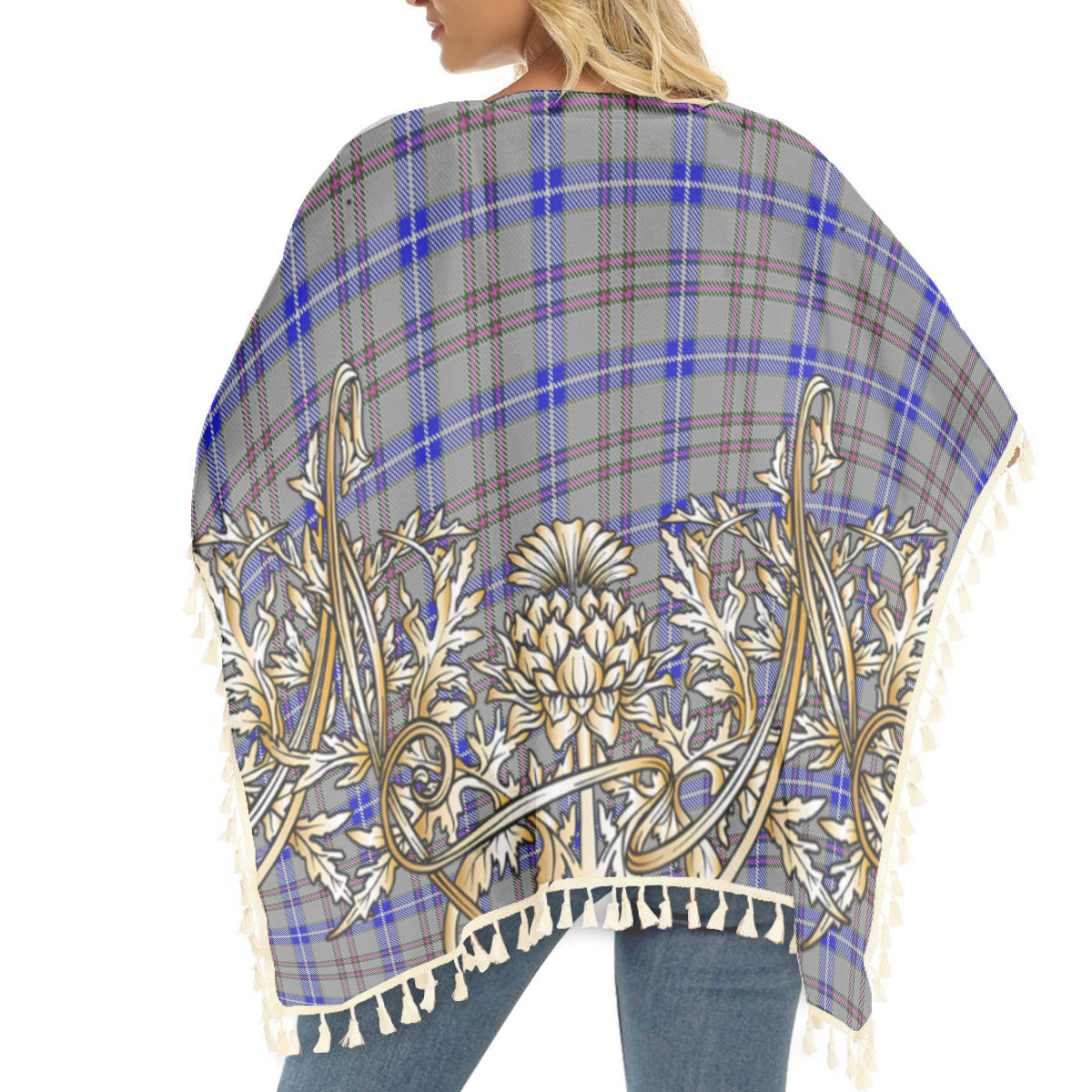 ScotsTee Shop Scottish Yes Scotland Tartan Scotland Royal Golden Thistle Square Fringed Shawl