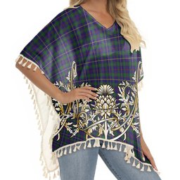 ScotsTee Shop Scottish MacCainsh Tartan Scotland Royal Golden Thistle Square Fringed Shawl