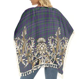ScotsTee Shop Scottish MacCainsh Tartan Scotland Royal Golden Thistle Square Fringed Shawl