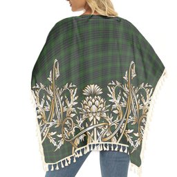 ScotsTee Shop Scottish McAulay Hunting Tartan Scotland Royal Golden Thistle Square Fringed Shawl