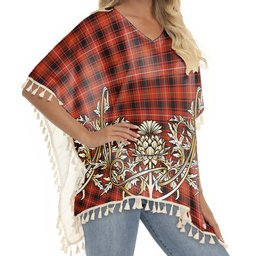 ScotsTee Shop Scottish MacIver Ancient Tartan Scotland Royal Golden Thistle Square Fringed Shawl