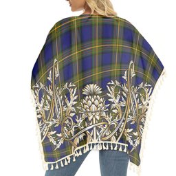 ScotsTee Shop Scottish Muir Tartan Scotland Royal Golden Thistle Square Fringed Shawl