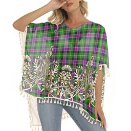 ScotsTee Shop Scottish Selkirk Tartan Scotland Royal Golden Thistle Square Fringed Shawl
