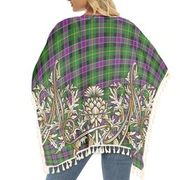 ScotsTee Shop Scottish Selkirk Tartan Scotland Royal Golden Thistle Square Fringed Shawl