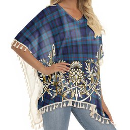 ScotsTee Shop Scottish MacCorquodale 2 Tartan Scotland Royal Golden Thistle Square Fringed Shawl