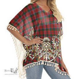 ScotsTee Shop Scottish MacNaughton Tartan Scotland Royal Golden Thistle Square Fringed Shawl