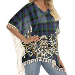 ScotsTee Shop Scottish Meoni Tartan Scotland Royal Golden Thistle Square Fringed Shawl