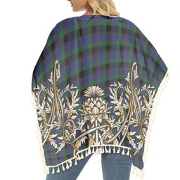 ScotsTee Shop Scottish Meoni Tartan Scotland Royal Golden Thistle Square Fringed Shawl