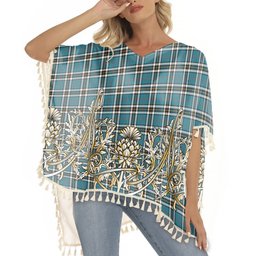 ScotsTee Shop Scottish MacTavish Dress Ancient Tartan Scotland Royal Golden Thistle Square Fringed Shawl
