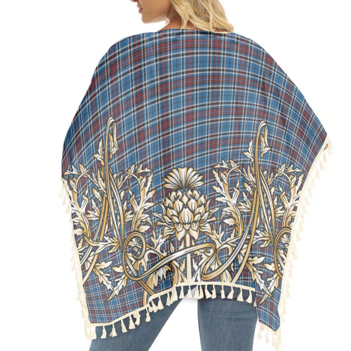 ScotsTee Shop Scottish Trillard Tartan Scotland Royal Golden Thistle Square Fringed Shawl