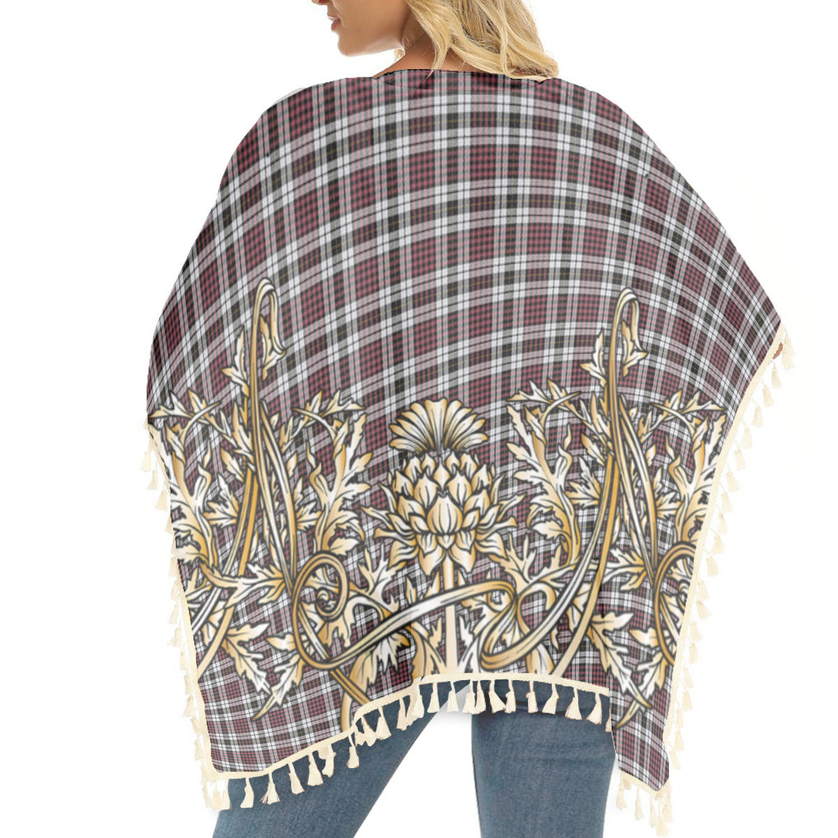 ScotsTee Shop Scottish Little Dress Ancient Tartan Scotland Royal Golden Thistle Square Fringed Shawl