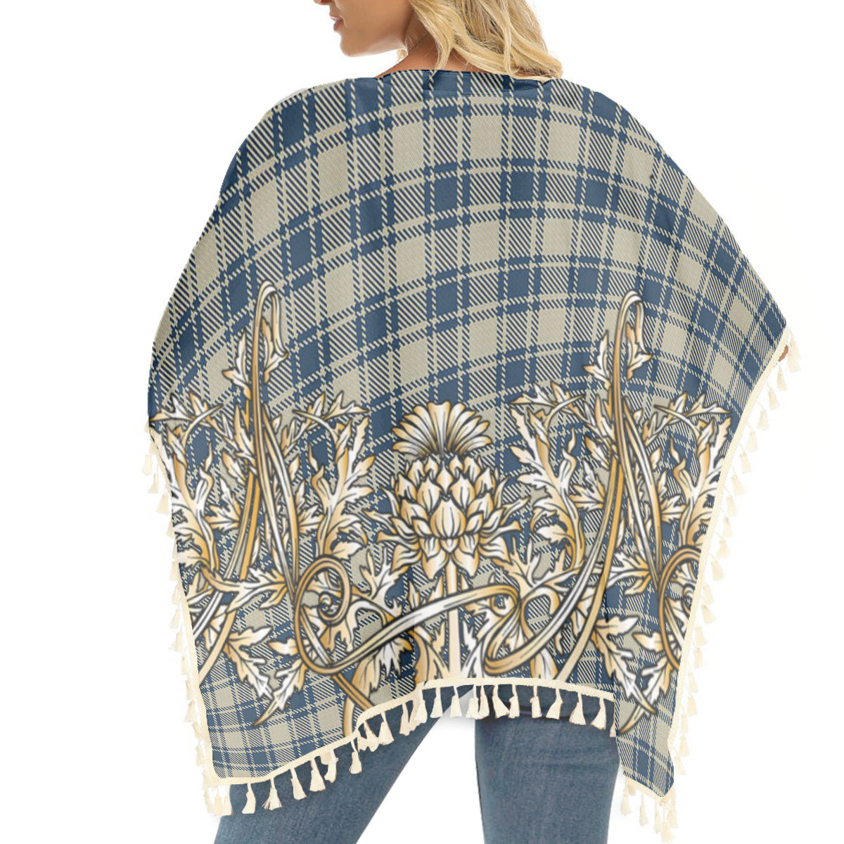 ScotsTee Shop Scottish MacMugen Tartan Scotland Royal Golden Thistle Square Fringed Shawl