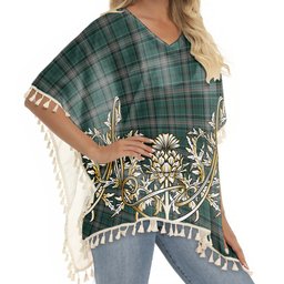 ScotsTee Shop Scottish Kelly of Sleat Hunting Tartan Scotland Royal Golden Thistle Square Fringed Shawl