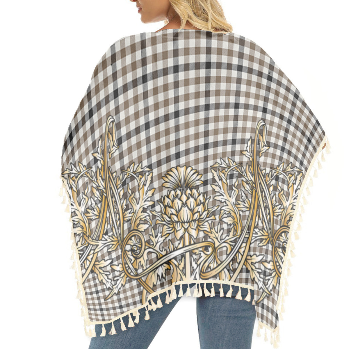 ScotsTee Shop Scottish Hog Ancient Tartan Scotland Royal Golden Thistle Square Fringed Shawl