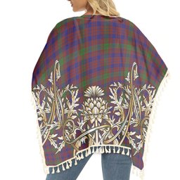 ScotsTee Shop Scottish MacTier of Durris Tartan Scotland Royal Golden Thistle Square Fringed Shawl