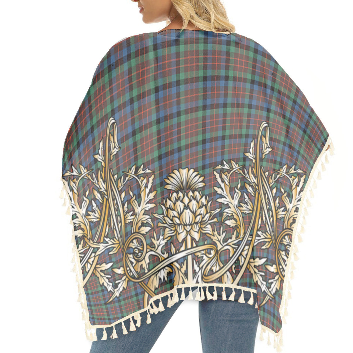 ScotsTee Shop Scottish MacDuff Hunting Ancient SC Tartan Scotland Royal Golden Thistle Square Fringed Shawl