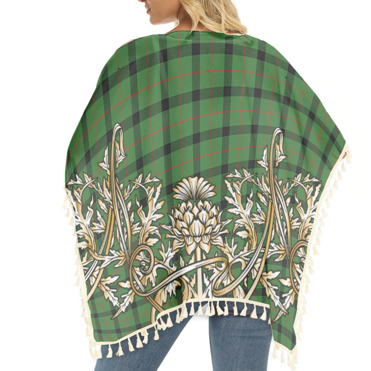 ScotsTee Shop Scottish Kincaid Ancient Tartan Scotland Royal Golden Thistle Square Fringed Shawl