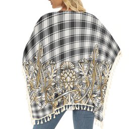 ScotsTee Shop Scottish McPhee B&W Modern Tartan Scotland Royal Golden Thistle Square Fringed Shawl