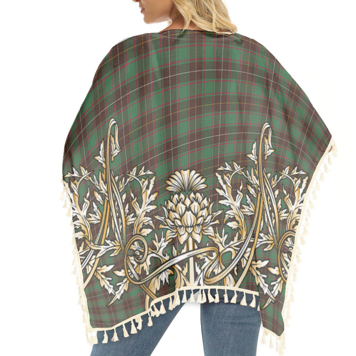 ScotsTee Shop Scottish McPhee Hunting Modern Tartan Scotland Royal Golden Thistle Square Fringed Shawl