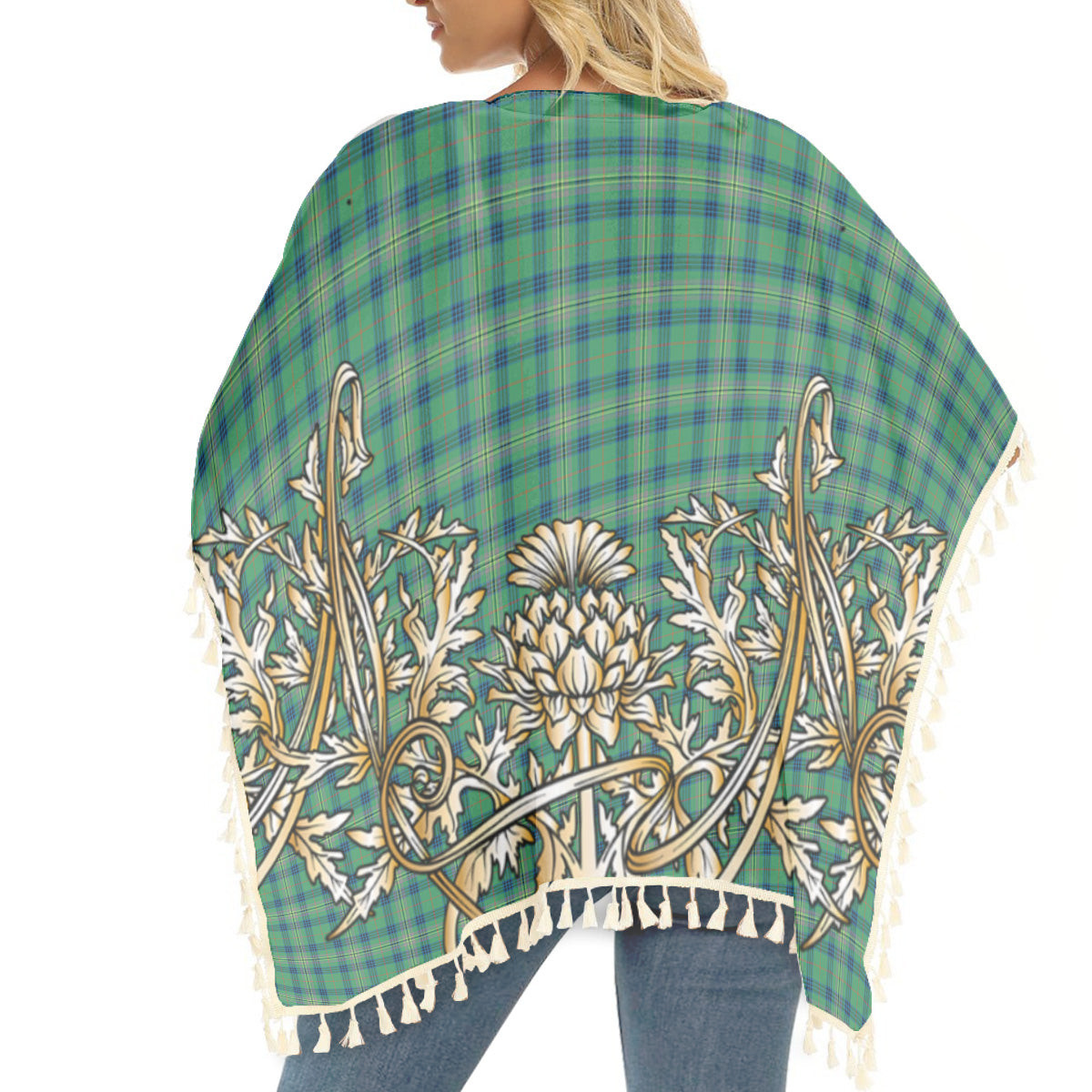 ScotsTee Shop Scottish Kennedy Ancient Tartan Scotland Royal Golden Thistle Square Fringed Shawl