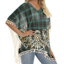 ScotsTee Shop Scottish Hyslop Hunting Tartan Scotland Royal Golden Thistle Square Fringed Shawl
