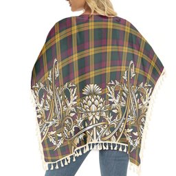 ScotsTee Shop Scottish McMillan Modern Tartan Scotland Royal Golden Thistle Square Fringed Shawl