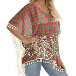 ScotsTee Shop Scottish McLean of Duart Modern Tartan Scotland Royal Golden Thistle Square Fringed Shawl