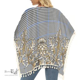 ScotsTee Shop Scottish Haig Modern Tartan Scotland Royal Golden Thistle Square Fringed Shawl