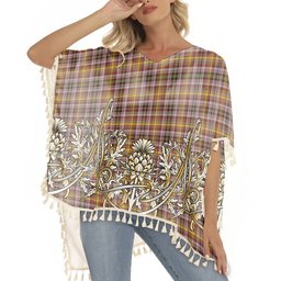 ScotsTee Shop Scottish MacKay of Strathnaver Ancient Tartan Scotland Royal Golden Thistle Square Fringed Shawl