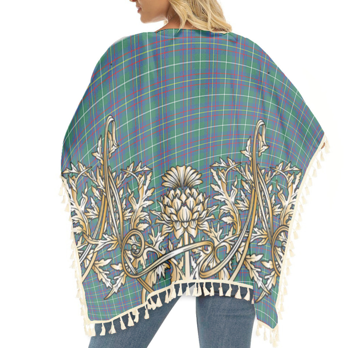 ScotsTee Shop Scottish Inglis Ancient Tartan Scotland Royal Golden Thistle Square Fringed Shawl