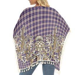 ScotsTee Shop Scottish Harris Royal Blue Tartan Scotland Royal Golden Thistle Square Fringed Shawl