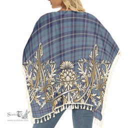 ScotsTee Shop Scottish MacRae of America Tartan Scotland Royal Golden Thistle Square Fringed Shawl