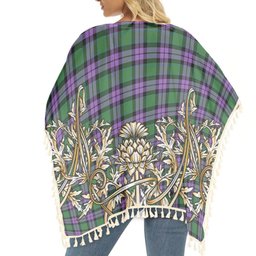 ScotsTee Shop Scottish McArthur of Milton Ancient Tartan Scotland Royal Golden Thistle Square Fringed Shawl
