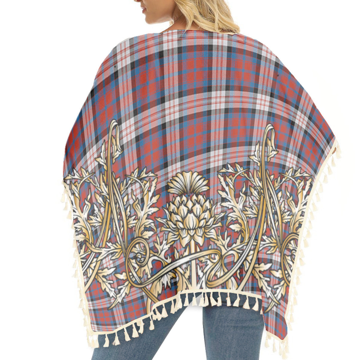 ScotsTee Shop Scottish MacDonald Dress Irish Ancient Tartan Scotland Royal Golden Thistle Square Fringed Shawl